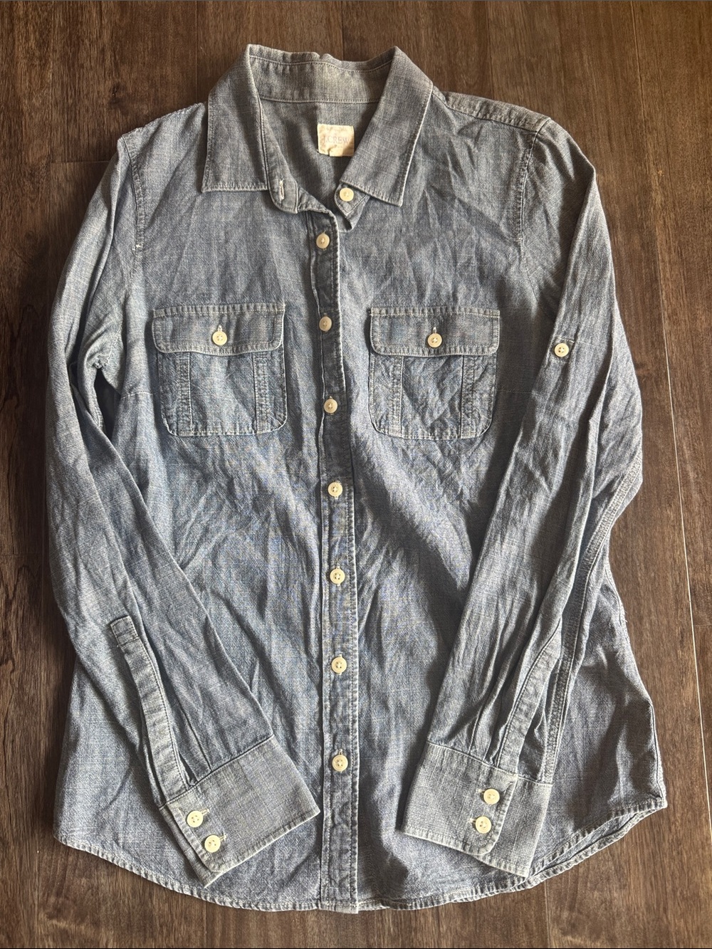 J. Crew Women's Light Blue Denim Button-Down Shirt